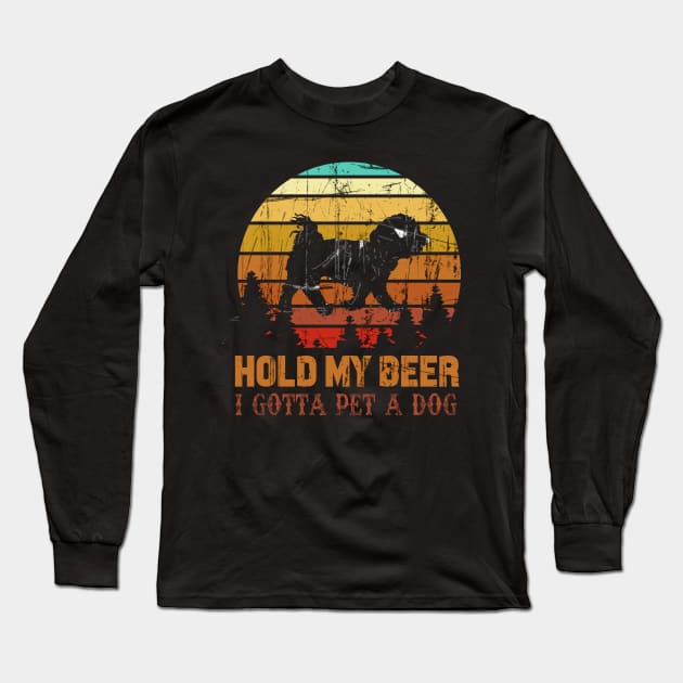 Holding My Beer I Gotta Pet This Maltese Long Sleeve T-Shirt by Walkowiakvandersteen